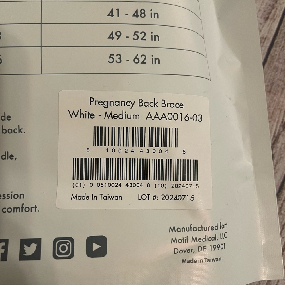 Motif Medical Pregnancy Back Brace Belly Band Support Medium White 6 8 10 12 M - Picture 5 of 7